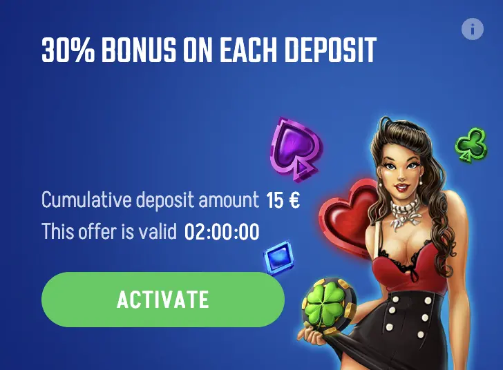 Winnita 30% bonus on each deposit